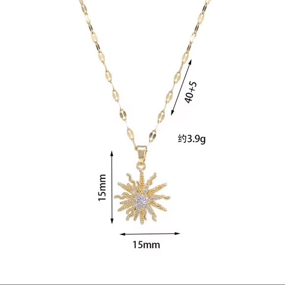 Flower Pendant Stainless Steel Necklaces Antique Gold 18K Gold Rotating - Picture 6 of 7